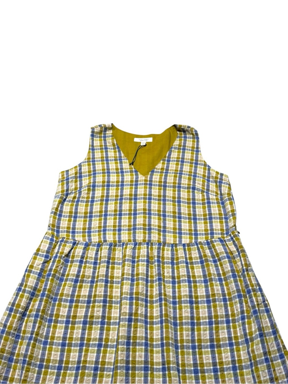 Seasalt Cornwall Women's 12 Lowland Heather Dress blue and yellow plaid print - Picture 5 of 10